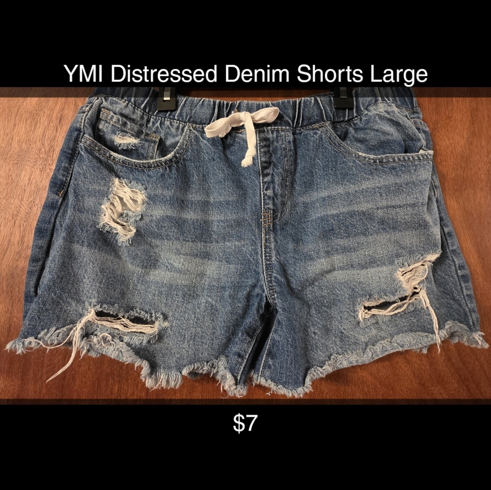 YMI Blue Distressed Jean Shorts